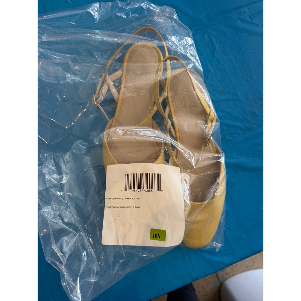Journee Signature Arianna Yellow Leather Slingback Flats Shoes Size 9